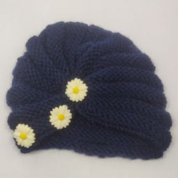 Kid-O-World Flower Detailing Turban Cap - Dark Blue-picture-19