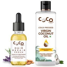 Coco Crush Pack of Virgin Coconut Oil & Leave-in Hair Repair Treatment Serum with Rosemary Oil 100% Natural Pack of 2 - 65ml (50ml&15ml)-image-81