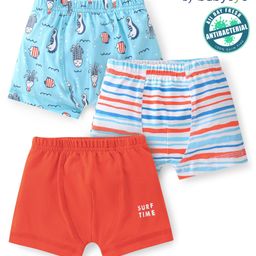 Babyoye 100% Cotton with Anti Bacterial Finish Sea Life Print Briefs Pack of 3 - Multicolour-image-83