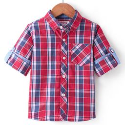 Babyhug Cotton Woven Full Sleeves Checked Shirt - Red-image-22