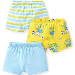 Babyhug 100% Cotton Knit Striped & Crocodile Printed Trunk Pack of 3 - Multicolour-image-88