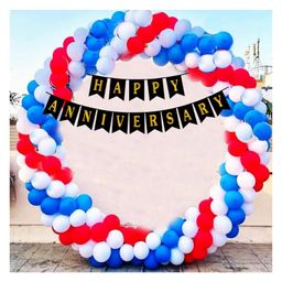 Bubble Trouble Happy Anniversary Decoration Items for Home 81 Combo Kit Marriage Anniversary Decoration Surprise Gift for Wife Husband Parents 40 Red 40 Blue 40 White Metallic Balloon-16