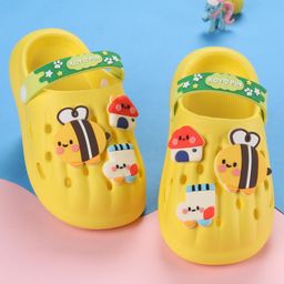 Oh! Pair Back Strap Closure Clogs With Honey Bee Applique- Yellow-image-2