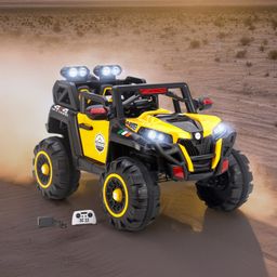 Desert Thunder 4X4 Battery Operated Ride On Jeep With Music and Lights - Black & Yellow-7