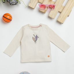 Milou Cotton Full Sleeves Floral Printed Bio Washed Tee - Cream-23