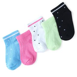 Honeyhap Premium Cotton Bamboo Spandex With Bio Finish Socks Pack of 5 - Black White Green Glow Sachet Pink & Baltic Sea-image-77