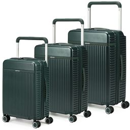 Assembly Hard Trolley Bags Set of 3 | Premium Polycarbonate Cabin 20 inches & Check-in Luggage 24 & 28 Inches with Wide Handle & in-Built TSA Lock-Rover Green-24