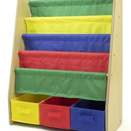 Homesmiths Book Shelf with Storage Boxes | 4 Extra Large Book Sleeves Along with 3 Large Boxes for Books and Toys | Natural Wood Finish with Primary Color Accents-image-20