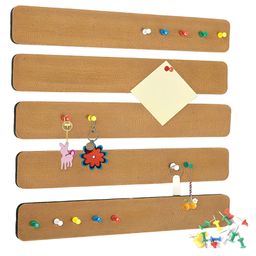 SYGA 5 Pack Felt Bulletin Board, Felt Message Board with 35pcs Drawing Pins, Self-Adhesive Lightweight Bulletin Board Strips for Paste Notes, Photos, Schedules (Brown)-18