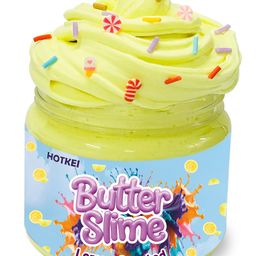 HOTKEI Yellow Lemon Scented Butter Slime Kit for Kids (Ages 3-10)Soft, Stretchy, and Fun Sensory Toy with Candy CharmsBirthday Return Gift for Boys & Girls-23