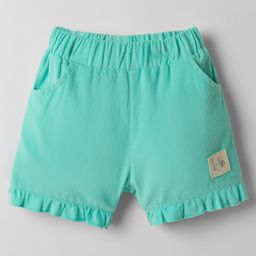 Ollypop Cotton Woven Knee Length Solid Coloured Shorts With Patch Detailing - Sea Green-image-54