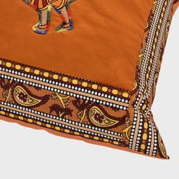 BED-SHEET.COM Set of 3 Applique Mustard Embroidery Patch Work Cushion Cover image 4