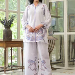 AARAAS Floral Printed V-Neck Linen Tunic & Palazzos-picture-12