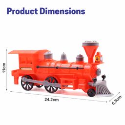 Aditi Toys Pull Back Steam Train Engine, with LED Toy for Kids, Plastic String Pull Back Train Non-Toxic and Safe for Little Kids - Red image 3