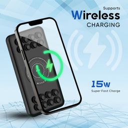 iCruze Strike PB03 Wireless Power Bank, 10000 mAh, Outputs - 22.5W Wired | 15W Wireless, Type C PD output, LED Indicator, Made in India (White) image 3