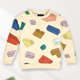 J&JP Cotton Full Sleeves Building Blocks Printed Coordinating Sweatshirt & Joggers Set - Multi Colour image 4