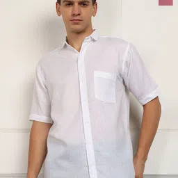 BROWN BROTHERS Pack Of 2 Spread Collar Short Sleeves Cotton Linen Shirts-picture-8