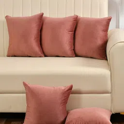Yellow Weaves Rose Gold Set of 5 Velvet Square Cushion Covers-image-37
