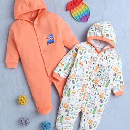 BUMZEE Boys Pack of 2 Printed Hooded Sleepsuit-image-96