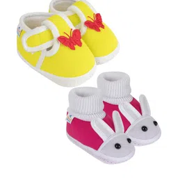 NESKA MODA 12 To 18 Month Non Slip Pack of 2 Pair Cotton Butterfly and Rabit Face Baby Booties-image-71