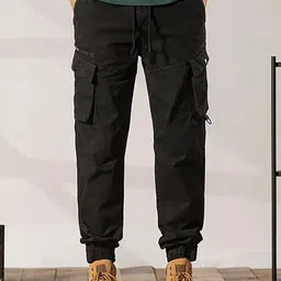 R.Code by The Roadster Life Co. Men High-Rise Cotton Cargos Trousers-image-24