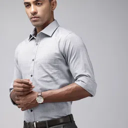Park Avenue Pure Cotton Self Design Textured Slim Fit Opaque Formal Shirt-picture-18