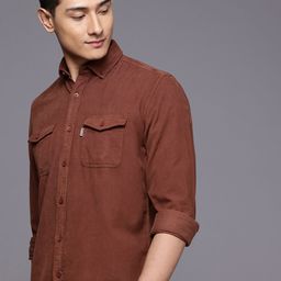 Louis Philippe Jeans Pure Cotton Slim Fit Corduroy Casual Shirt-image-2