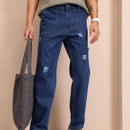Mast & Harbour Men Pure Cotton Jeans With Ripped Detail-picture-31