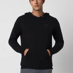 Peter England Jeans Black Regular Fit Hooded Sweatshirt-picture-7