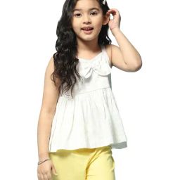 BIBA Girls Kids White Cotton Regular Fit Top-image-5