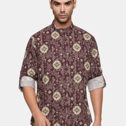 Don Vino Wine Slim Fit Printed Shirt-image-35