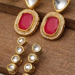 Karatcart Red Drop Earrings for Women - Set of 2-40