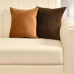 Shadowkart Brown 2 Pieces Velvet Square Cushion Covers-2