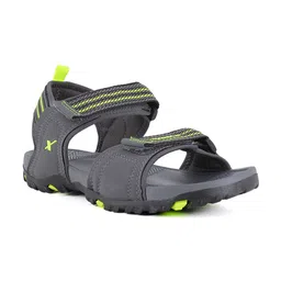Sparx Men Grey & Fluorescent Green Sports Sandals-image-97