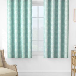 Story@home Turquoise Blue & White Set of 2 Floral Room Darkening Window Curtain-picture-17