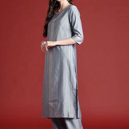 Anouk Tyohaar Collection Printed Panelled Kurta with Palazzos & Dupatta image 5
