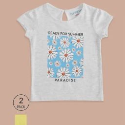 Pantaloons Junior Yellow & Grey Cotton Printed T-Shirt (Pack of 2)-image-37