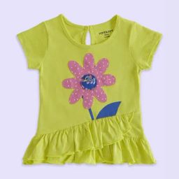 Pantaloons Baby Green Cotton Floral Print T-Shirt-image-103