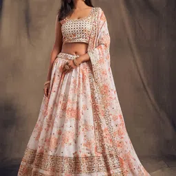 DIVASTRI Embellished Sequinned Semi-Stitched Lehenga & Unstitched Blouse With Dupatta-image-2