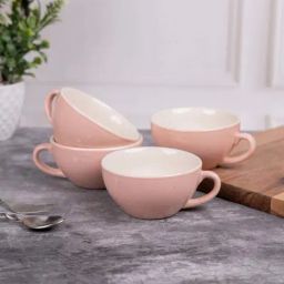 VarEesha Pink Ceramic Soup Bowl With Handles (0.25 L) - Set of 4-image-81