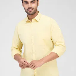 Raymond Men Spread Collar Solid Cotton Slim Fit Casual Shirt-image-43