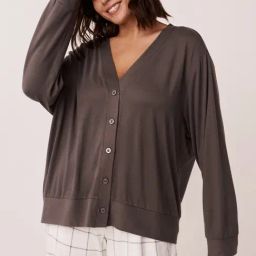 La Vie En Rose Grey V Neck Cardigan-image-50