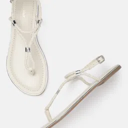 Allen Solly Women T-Strap Woven Design Flats-image-23