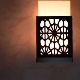 Gojeeva Black & White Textured Wooden Square Shaped Wall Lamp-26