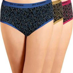 IN CARE Yellow & Pink Cotton Printed Hipster Panties - Pack Of 3-image-21