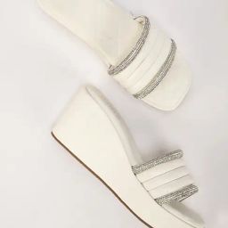 The White Pole Women's White Casual Wedges-image-74