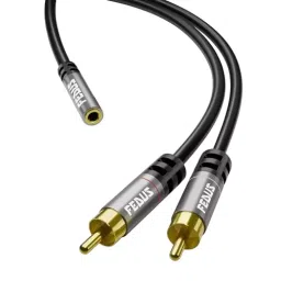 FEDUS 3.5 mm Female to 2RCA Male Stereo Audio Cable ‎Black 2 m-19