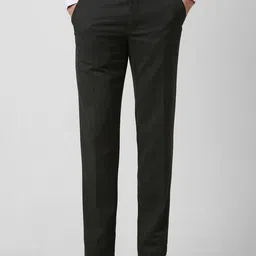 Van Heusen Men Self Design Mid-Rise Slim Fit Formal Trousers-image-30