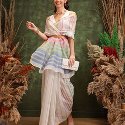 KALINI Striped Zari Chanderi Saree-image-73