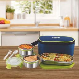 Magnus Leakproof Olive & Transparent Stainless Steel Lunch Box with bag (1050ml)-34